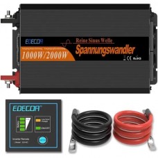 Инвертор преобразователь напряжения Edecoa Spannungswandler 12-230v 1000/2000w чистый синус (пульт дистанционного управления)