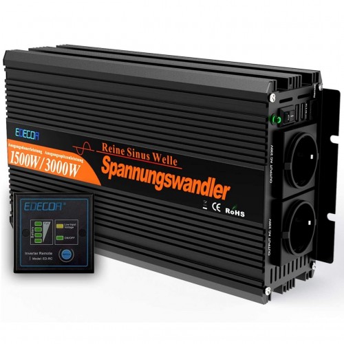 Купить Инвертор преобразователь напряжения Edecoa Spannungswandler 12-230v 1500/3000w чистый синус (пульт дистанционного управления) Купить Инвертор преобразователь напряжения Edecoa Spannungswandler 12-230v 1500/3000w чистый синус (пульт дистанционного управления)