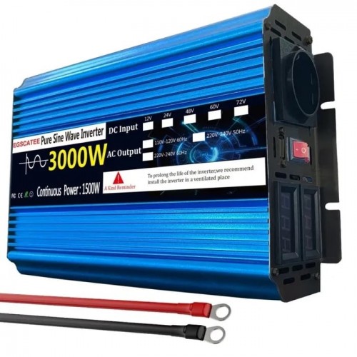 Купити Інвертор перетворювач напруги EGSKATEE 12-230v 1500/3000w Чистий синус / ЖК Дисплей Купити Інвертор перетворювач напруги EGSKATEE 12-230v 1500/3000w Чистий синус / ЖК Дисплей