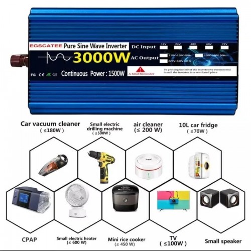 Купити Інвертор перетворювач напруги EGSKATEE 12-230v 1500/3000w Чистий синус / ЖК Дисплей Купити Інвертор перетворювач напруги EGSKATEE 12-230v 1500/3000w Чистий синус / ЖК Дисплей