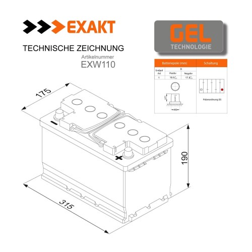 Купить АКУМУЛЯТОР ГЕЛЕВИЙ EXACT 110АH/12V GEL Купить АКУМУЛЯТОР ГЕЛЕВИЙ EXACT 110АH/12V GEL