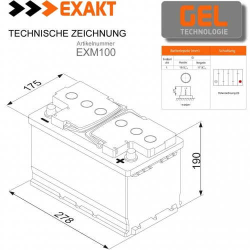 Купити АКУМУЛЯТОР ГЕЛЕВИЙ EXACT C100 100АH/12V GEL Купити АКУМУЛЯТОР ГЕЛЕВИЙ EXACT C100 100АH/12V GEL