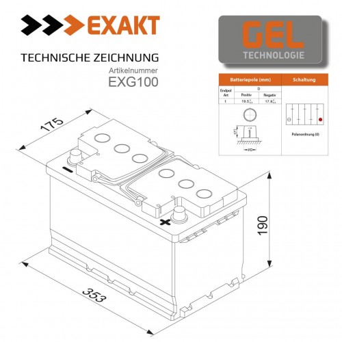 Купить Аккумулятор гелевий EXACT C100 Solar Batterie 100Аh/12V GEL Купить Аккумулятор гелевий EXACT C100 Solar Batterie 100Аh/12V GEL