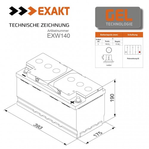 Купить Аккумулятор гелевий EXAKT 140Аh / 12V GEL Купить Аккумулятор гелевий EXAKT 140Аh / 12V GEL
