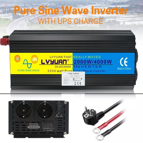 Купить Инвертор преобразователь напряжения Lvyuan 2000W 12-230v 2000/4000w чистый синус Купить Инвертор преобразователь напряжения Lvyuan 2000W 12-230v 2000/4000w чистый синус