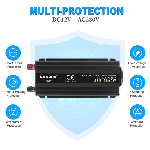 Купить Инвертор Lvyuan F2600 12/230V модифицированная синусоида Купить Инвертор Lvyuan F2600 12/230V модифицированная синусоида
