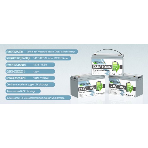 Купить Литий-железо-фосфатный аккумулятор TCBWorth 12.8V 100An 1280Wh LiFePO4 Купить Литий-железо-фосфатный аккумулятор TCBWorth 12.8V 100An 1280Wh LiFePO4