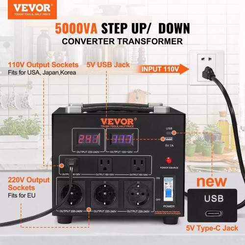 Купить Преобразователь напряжения Vevor 5000W 110В/220В Купить Преобразователь напряжения Vevor 5000W 110В/220В